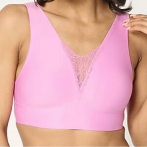 Seamless Pink Lace-Trim Bralette